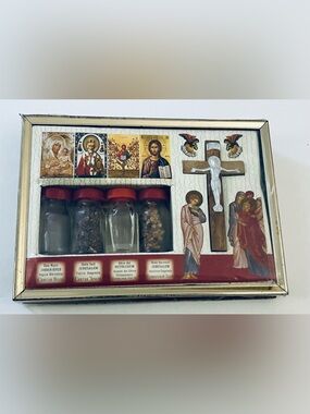 Holy Land Religious Gift Set Crucifix Holy Water Soil Oil Incense Sealed